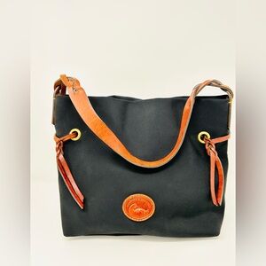 Dooney & Bourke Black and Tan Leather Shoulder Bag